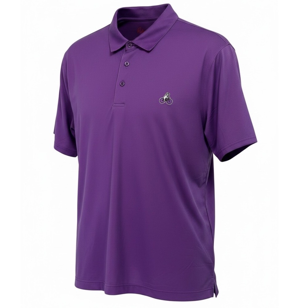 Robert Graham Sz 3XL Classic Purple Performance Polo Bulldog on Bicycle (Z45